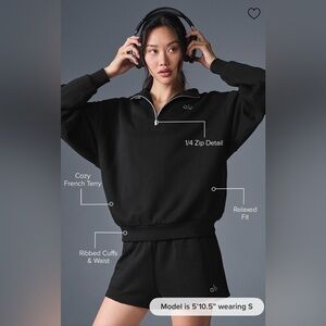 Alo Accolade 1/4 Zip Pullover Womens Small Black